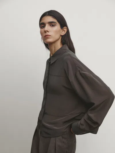 Massimo Dutti Seidenhemd Mit Ziernaht In Verwaschen