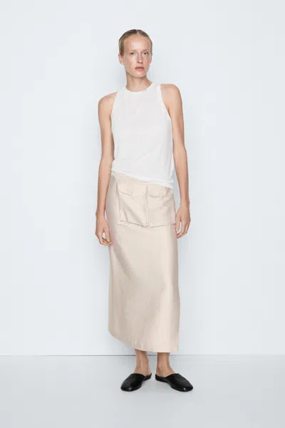 Massimo Dutti Top Senza Maniche Misto Seta In White