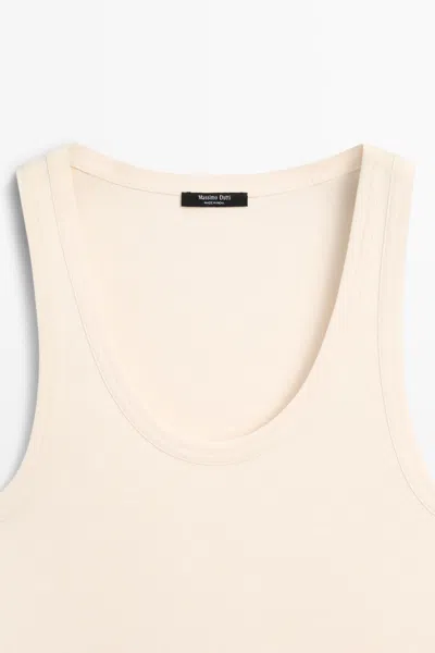 Massimo Dutti Sleeveless 100% Cotton T In White