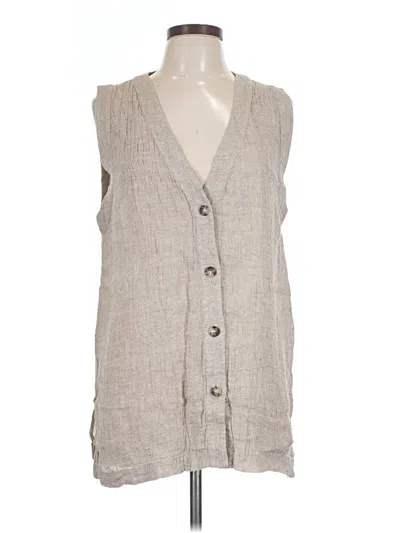Pre-owned Massimo Dutti Sleeveless Button Down Shirt In Gray
