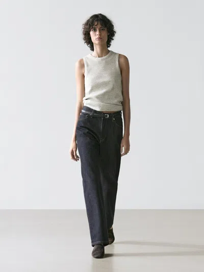 Massimo Dutti Sleeveless Cotton Blend T In Black