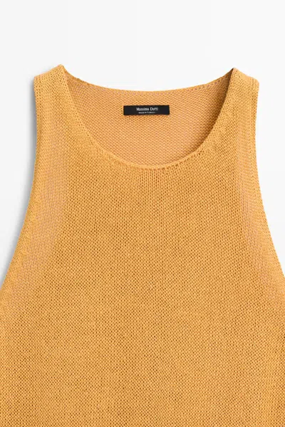 Massimo Dutti Sleeveless Knit Halter Top In Yellow