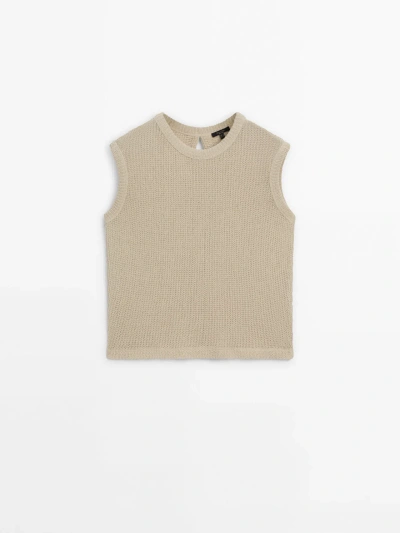 Massimo Dutti Sleeveless Knit Top In Stone