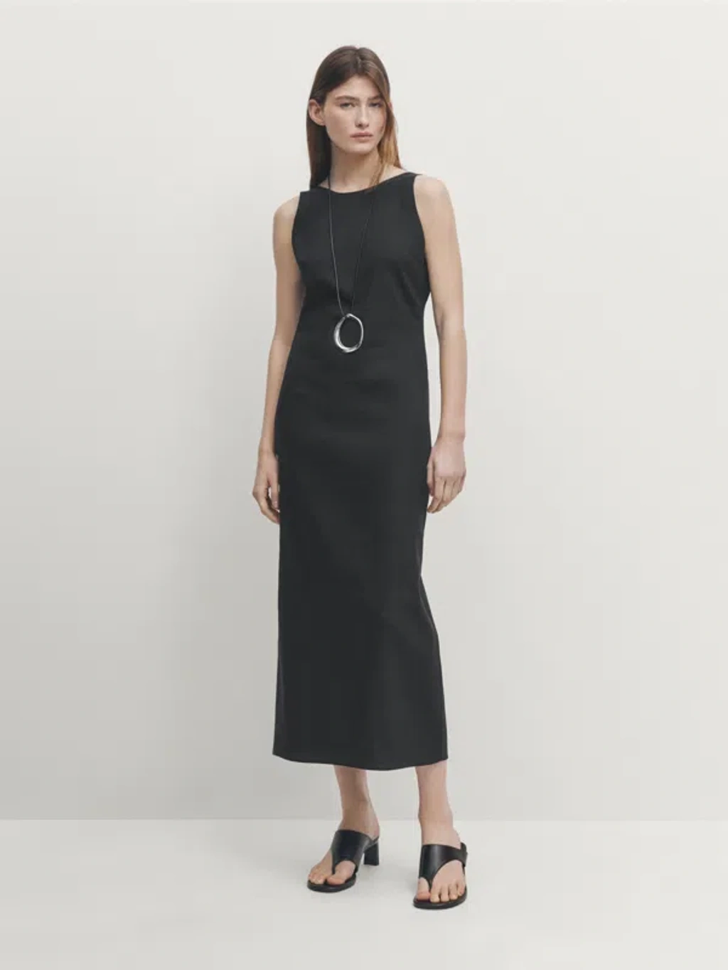 Massimo Dutti Sleeveless Linen Blend Dress In Schwarz | ModeSens