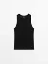 Massimo Dutti Sleeveless Ribbed Knit Top In Black