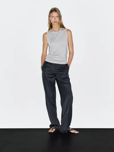 Massimo Dutti Sleeveless Round Neck T In Gray