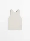 Massimo Dutti Sleeveless Top With Opening Detail In Cream