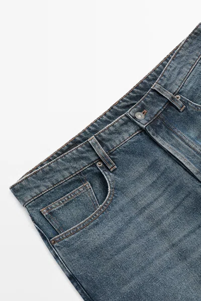 Massimo Dutti Slim Cropped Fit Jeans In Blue