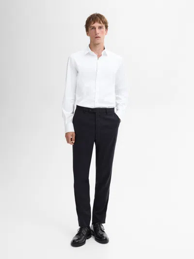 Massimo Dutti Slim Fit 100% Cotton Poplin Shirt In Black