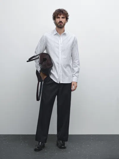 Massimo Dutti Slim Fit 100% Cotton Shirt In White