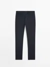 Massimo Dutti Slim Fit Denim Trousers In Navy Blue