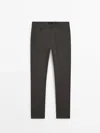 Massimo Dutti Slim Fit Denim Trousers In Nerzfarben