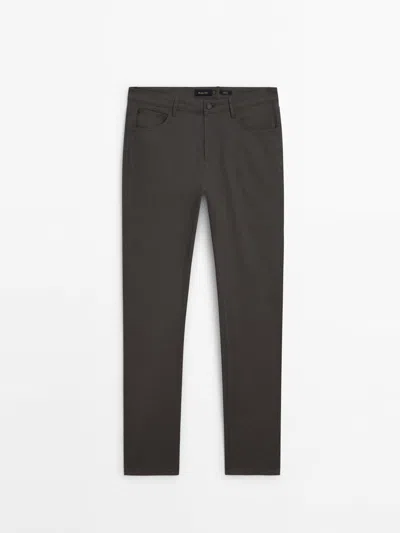 Massimo Dutti Slim Fit Denim Trousers In Nerzfarben