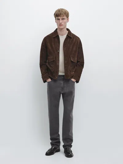 Massimo Dutti Slim Fit Jeans In Brown