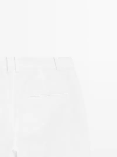 Massimo Dutti Slim Fit Linen Blend Pants In White