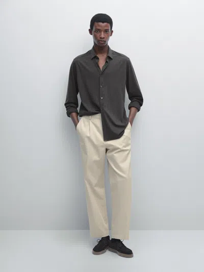 Massimo Dutti Slim Fit Stretch Shirt In Gray