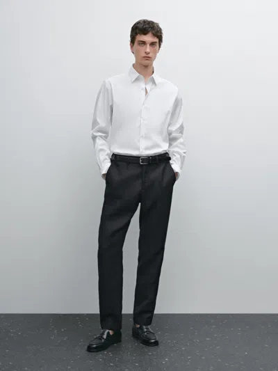 Massimo Dutti Slim Fit Stretch Shirt In White
