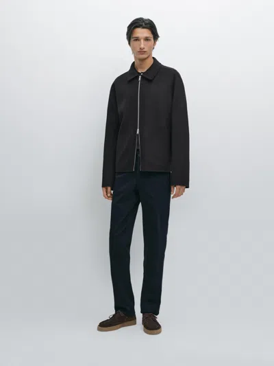 Massimo Dutti Slim Fit Textured Trousers In Black