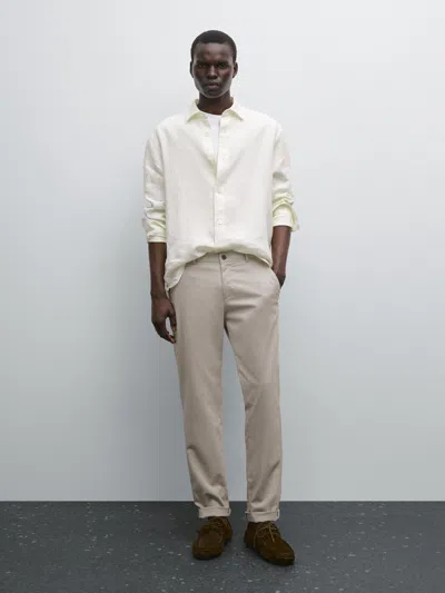 Massimo Dutti Slim Fit Trousers In White