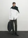 Massimo Dutti Zweilagiges Slim-fit-hemd Mit Strukturmuster In White