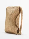 Massimo Dutti Small Raffia Shoulder Bag In Pattern