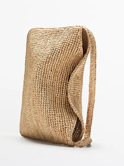 Massimo Dutti Small Raffia Shoulder Bag In Pattern