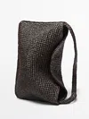Massimo Dutti Small Raffia Shoulder Bag In Pattern