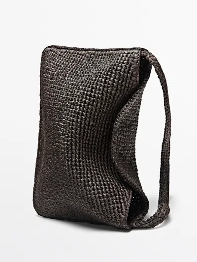 Massimo Dutti Small Raffia Shoulder Bag In Pattern