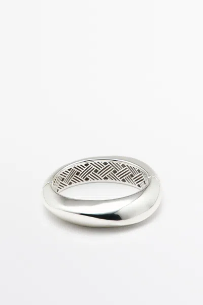 Massimo Dutti Smooth Hinged Bracelet In Silver