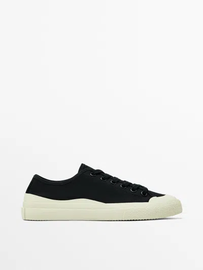 Massimo Dutti Sneaker Gummiert Canvas In Blue