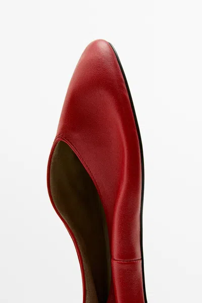 Massimo Dutti Soft Leather Ballerinas In Burgundy