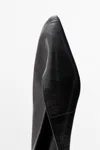 Massimo Dutti Soft Leather Mules In Black
