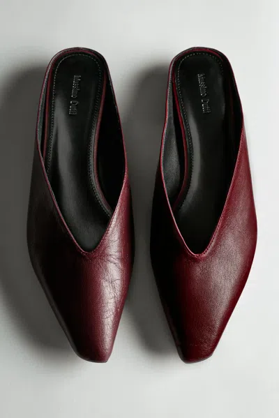 Massimo Dutti Soft Leather Mules In Burgundy