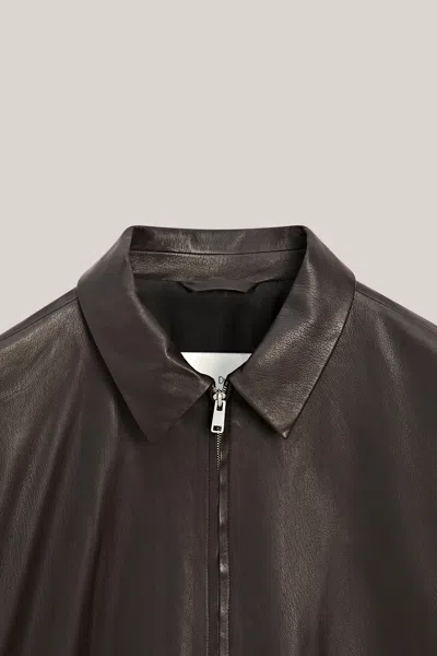Massimo Dutti Soft Nappa Leather Jacket In Brown