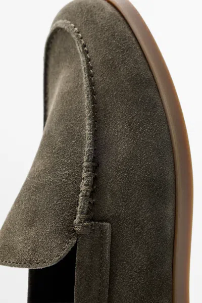Massimo Dutti Soft Split Leather Loafers In Brown