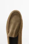 Massimo Dutti Soft Split Leather Loafers In Brown