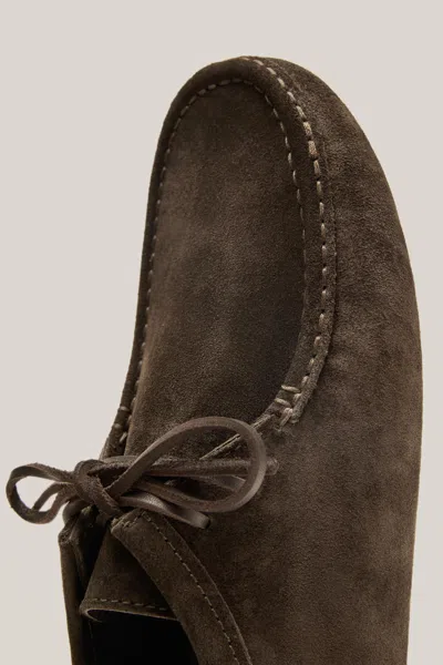 Massimo Dutti Soft Split Suede Leather Shoe In Brown