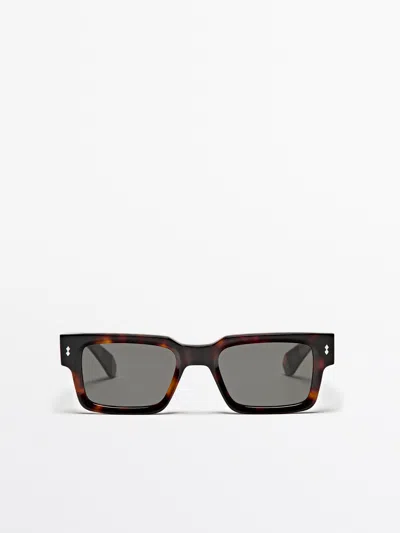 Massimo Dutti Sonnenbrille Quadratisch Schildpattoptik In Black