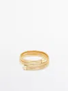 Massimo Dutti Spiral Bracelet With Tigers Eye Detail In Golden