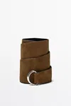 Massimo Dutti Split Leather Sash Belt In Brown