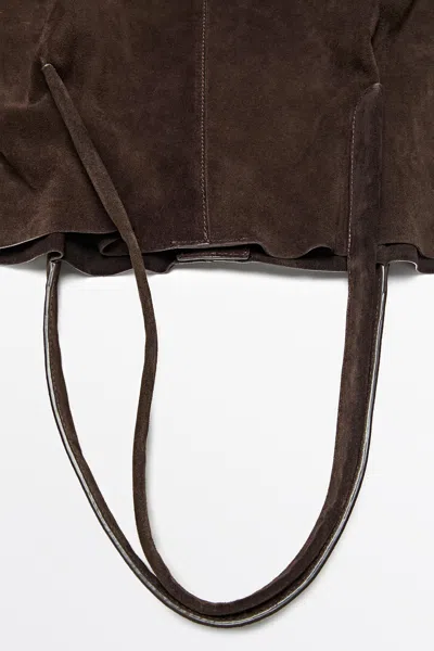 Massimo Dutti Split Leather Tote Bag In Pattern