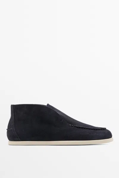 Massimo Dutti Mocassim Botim Em Croute In Black
