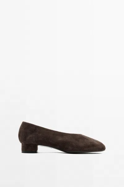 Massimo Dutti Split Suede Leather Heel Shoe In Multi