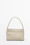 Massimo Dutti Split Suede Leather Shoulder Bag In Ecru