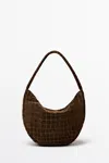 Massimo Dutti Split Suede Leather Slouch Mini Bag In Leather