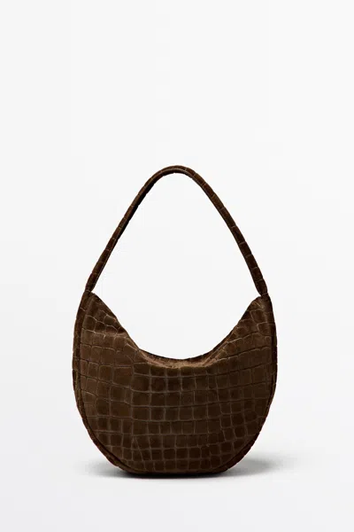 Massimo Dutti Split Suede Leather Slouch Mini Bag
