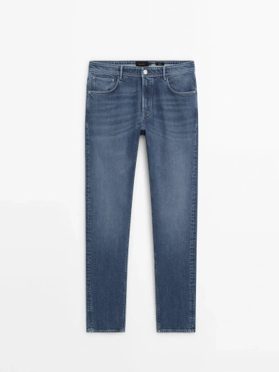 Massimo Dutti Slim-fit Stonewash Jeans In Indigo