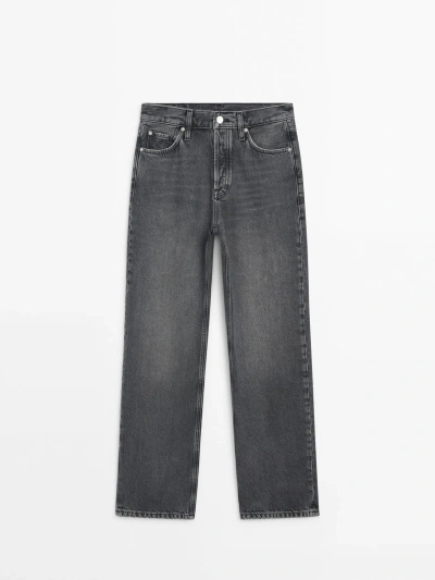 Massimo Dutti Straight Fit High-waist Jeans In Charcoal