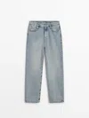 Massimo Dutti Straight Fit Low-rise Jeans In Light Blue