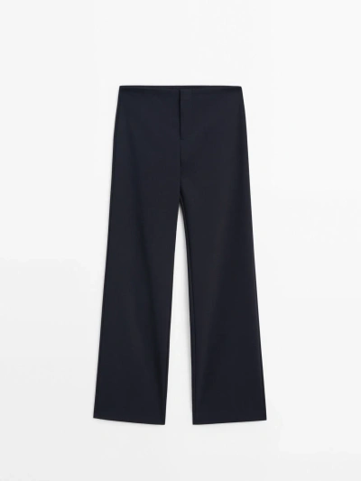 Massimo Dutti Straight-fit Technical Trousers In Navy Blue